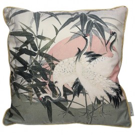 Pink Velvet 3 Crane Cushion 